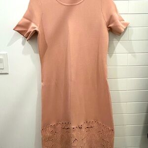 Ann Taylor Pink Sheath Mini Dress Crew Neck Short Sleeve